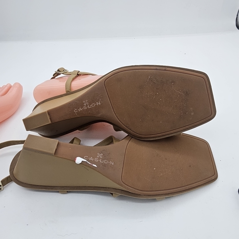 Caslon Paola Wedge Sandals Tan Camel Size 9.5 - Picture 12 of 12